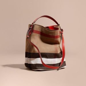 Authentic Burberry Ashby Canvas Hobo